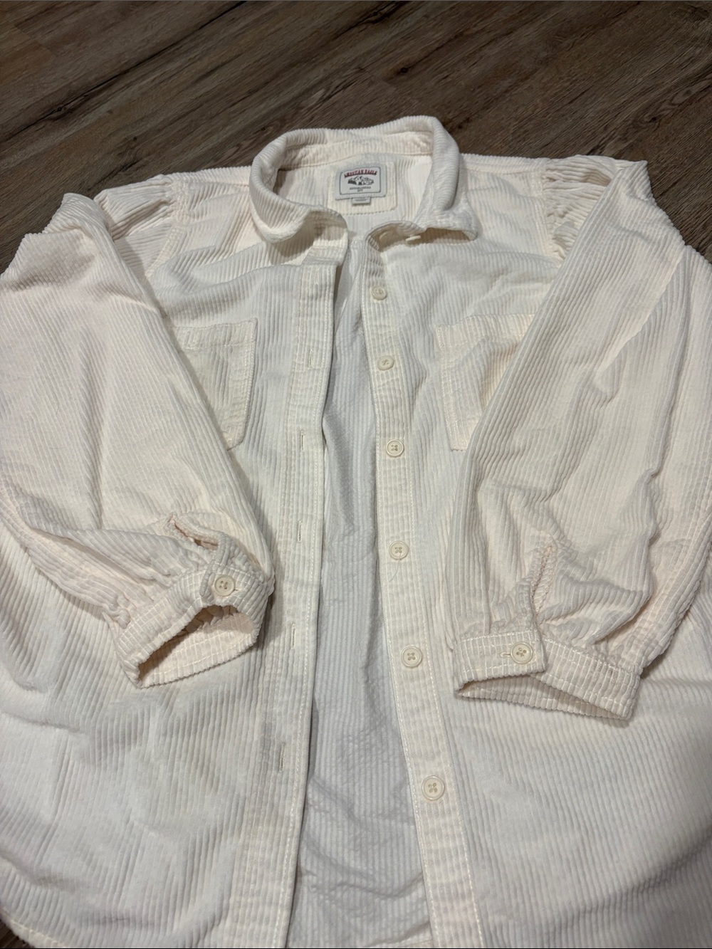 American Eagle Outfitters Cream Button-Down Corduroy Shirt
